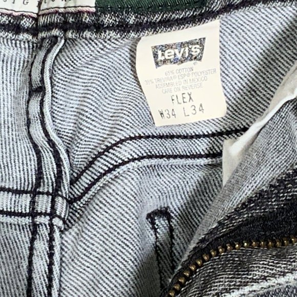 Vintage 90s LEVI’S Mens Jeans Sz 34x34 SIGNATURE Flex Brown Tab Black Wash Pants - Picture 4 of 11